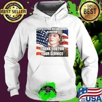 American Flag Girl God Bless Our Men And Women In Uniform Thank You For Your Service Hoodie