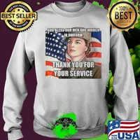 American Flag Girl God Bless Our Men And Women In Uniform Thank You For Your Service Sweater