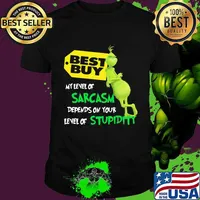 Best Buy My Level Of Sarcasm Depends On Your Level Of Stupidity Grinch Shirt