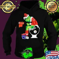 Cleveland Browns Grinch sitting on Pittsburgh Steelers toilet and step on Baltimore Ravens helmet Hoodie