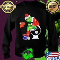 Cleveland Browns Grinch sitting on Pittsburgh Steelers toilet and step on Baltimore Ravens helmet Sweater