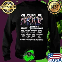 20 Years Of 2001 2021 9 Movies Fast And Furious Signature Thank You For The Memories Sweater