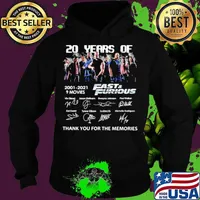 20 Years Of 2001 2021 9 Movies Fast And Furious Signature Thank You For The Memories Hoodie