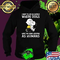 I Want To Live In A World Where Dogs Have The Same Lifespan As Humans Charlie And Snoopy Shirt Hoodie