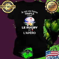Je Suis Une Femme Simple Le Rugby Et L’apero Wine Flower Shirt Ladies tee