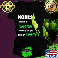 Kohl’s My Level Of Sarcasm Depends On Your Level Of Stupidity Grinch Shirt Ladies tee