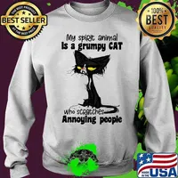 My Spirit Animal Is A Grumpy Cat Who Scratches Annoying People Black Cat Shirt Sweater