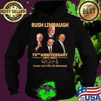 Rush Limbaugh 70th Anniversary 1951 2021 Signature Thank You For The Memories Hoodie