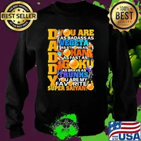 You Are As Daddy You Are As Badass As Vegeta As Strong As Goku As Fearless As Gohan You Are The Best Super Saiyan Dragon Ball Happy Father Day Shirt Sweater
