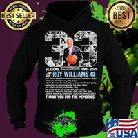 33 Seasons 1988 2021 Roy Williams Thank You For The Memories Signature Shirt Hoodie