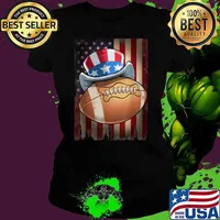 Football 4th of July Funny Men Women Gift Shirt Ladies tee