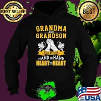 Grandma and Grandson side by side hand in hand heart to heart flowers Hoodie