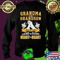 Grandma and Grandson side by side hand in hand heart to heart flowers Sweater