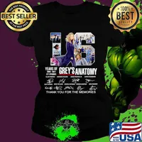 Greys Anatomy 16 Years Of 2005 2021 371 Episodes Thank You For The Memories Signatures Ladies tee