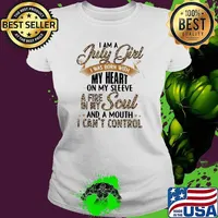 I Am A July Girl I Was Born With My Heart A Fire In My Soul And A Mouth I Can't Control Lepoard Shirt Ladies tee