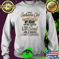 I Am A September Girl I Was Born With My Heart A Fire In My Soul And A Mouth I Can't Control Lepoard Shirt Sweater