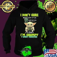 I Don’t Cate What Day It Is Monster It’s Early I’m Grumpy I Want Monster Baby Yoda Shirt Hoodie