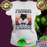 Never Underestimate A Grandma Who Loves Cats And Judo Vintage Shirt Ladies tee