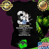 New York Yankees Of Hall Of Fame Babe Ruth 1895 1948 Greatests Of All Time Signature Shirt Ladies tee