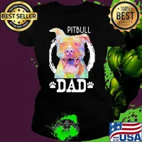 Official Pitbull Dad Watercolor Shirt Ladies tee