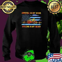 America In My Veins Cycling In My Heart American Flag Hologram Shirt Sweater