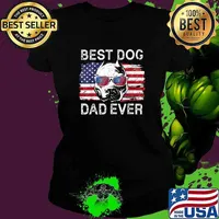 Best Pitbull Dog Dad Ever American Flag 4th Of July Vintage Shirt Ladies tee