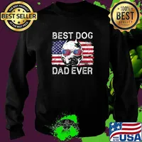 Best Pitbull Dog Dad Ever American Flag 4th Of July Vintage Shirt Sweater