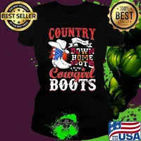 Florida Country Down Home Roots Cowgirl Boots American Flag Shirt Ladies tee