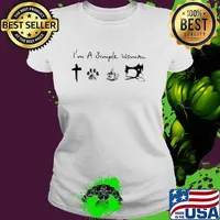 I'm A Simple Woman Jesus Dog Coffee And Sewing Shirt Ladies tee