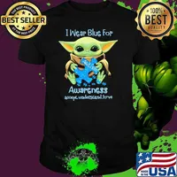 I Wear Blue For Autism Awareness Accept Understand Love Yoda Shirt