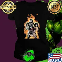 Kiss band rock music girls fire Ladies tee