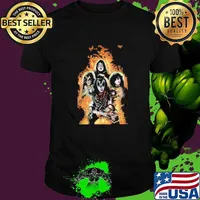 Kiss band rock music girls fire shirt