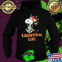 Lighten up snoopy wear hat santa clause merry christmas Hoodie