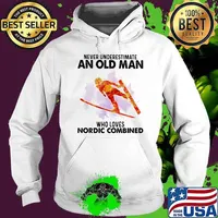 Never Underestimate An Old Man Who Loves Nordic Combined Watercolor Hoodie