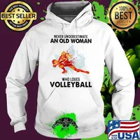 Never Underestimate An Old Woman Who Loves Volleyball Watercolor Shirt Hoodie
