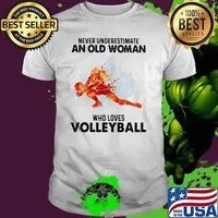 Never Underestimate An Old Woman Who Loves Volleyball Watercolor Shirt
