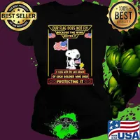 Our flag does not fly because the wind moves it of each soldier who died protecting it snoopy american flag Ladies tee