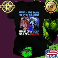 Papa The Man The Myth The Legend Heart Of A Wolf Soul Of A Dragon Shirt Ladies tee