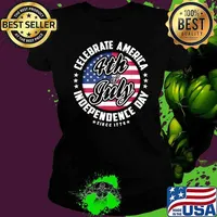 USA Independence Day July 4 Celebrate America 4th Of July American Flag Shirt Ladies tee