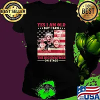 Yes I am old but I saw the highwaymen on stage american flag Ladies tee