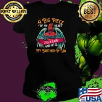 A Big Piece Of My heart Lives In Heaven And He Is Brother-In-Law angel wing in my heart T-Shirt Ladies tee