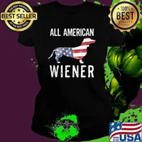 All American Wiener Dog Funny Dachshund 4th Of July Independence T-Shirt Ladies tee