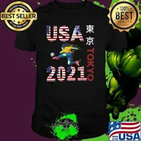 American flag letters 2021 USA Tokyo team 東京 T-Shirt