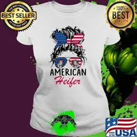 American Heifer American Flag Shirt Ladies tee
