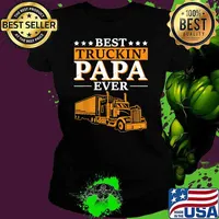 Best Truckin Papa Ever Funny Trucker T-Shirt Ladies tee