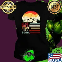Best Wife Since July 2000 Happy Wedding Anniversary 21 Years Vintage Sunset T-Shirt Ladies tee