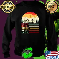 Best Wife Since July 2000 Happy Wedding Anniversary 21 Years Vintage Sunset T-Shirt Sweater