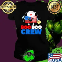Boo Boo Crew American Flag Funny 4th Of July USA Nurse T-Shirt Ladies tee