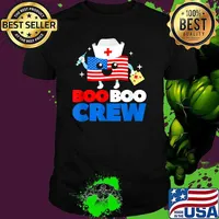 Boo Boo Crew American Flag Funny 4th Of July USA Nurse T-Shirt
