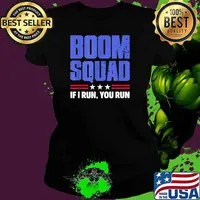 BOOM SQUAD If I run you run stars 4th of July T-Shirt Ladies tee